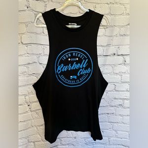 Iron Rebel Barbell Club Athletic Bodybuilding Cutoff Tank Black Sz Large Men's